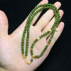 D碧玉项链-DIY珍珠葫芦油绿圆珠