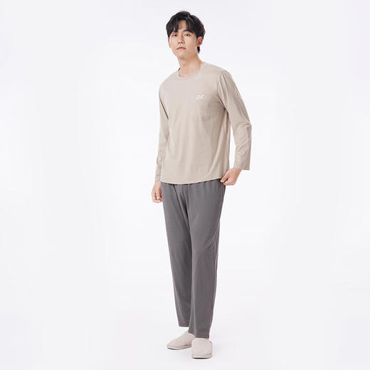 都市丽人都市锋尚睡衣生活家居长袖26支TC65/35单面薄男士棉质套装FHT2D3 商品图2