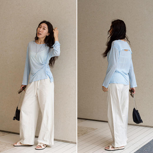 【100%天丝】侧边横纽扣 果冻长袖T 收腰显瘦 后背弧形镂空排汗 物理防晒罩衫上衣 商品图3