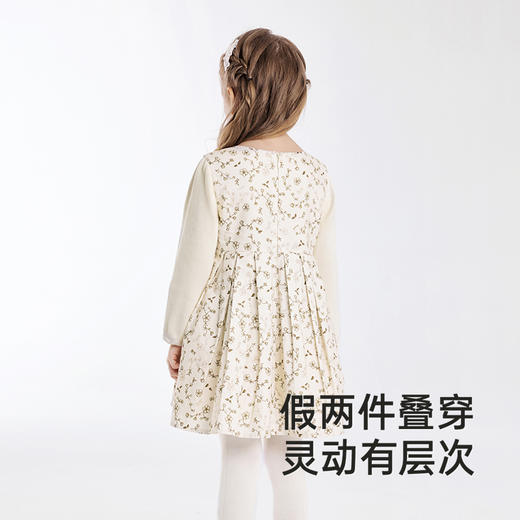 【商场同款】英氏女童连衣裙假两件裙子秋季长袖百褶裙新款 商品图2