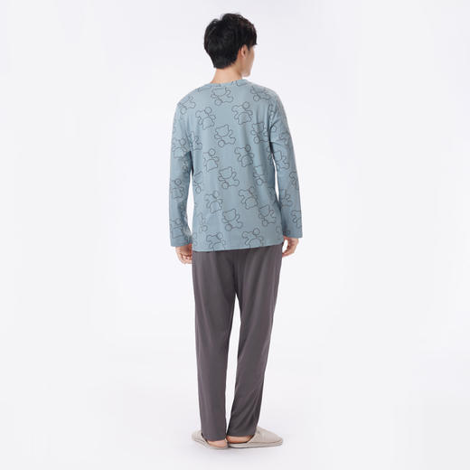 都市丽人都市锋尚睡衣生活家居长袖40S TC拉架薄男士棉质套装FHT2D4 商品图3