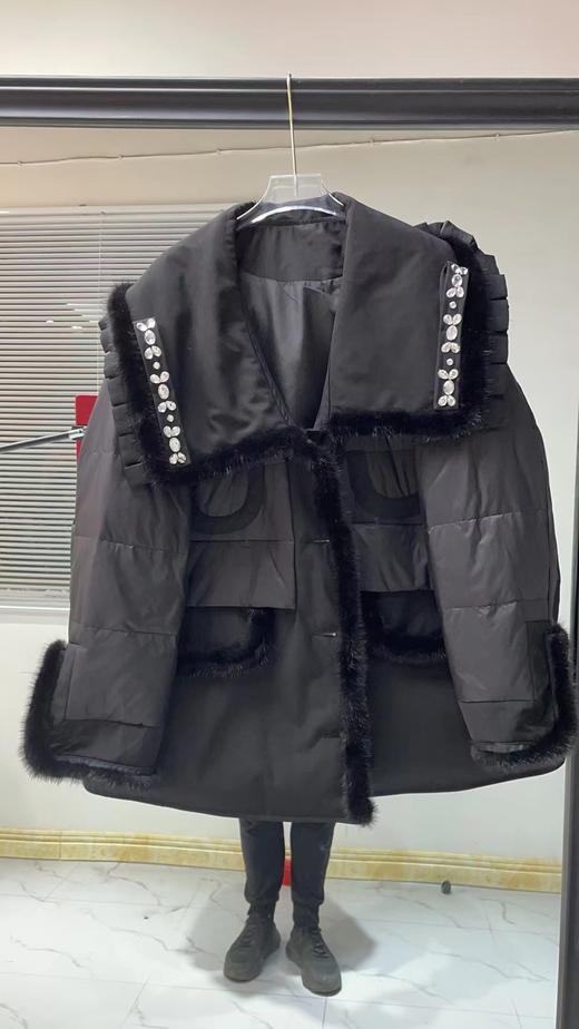 丁摩鹅绒羽绒服水貂毛门襟WX102-DZ999 商品图1