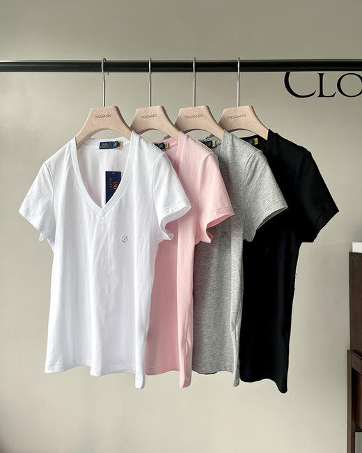 单品包邮现货 THS 7.19-无 元-尾 polo RL家 小白菜请入 马球 polo小马标v领T恤 4色 BH2537 商品图4