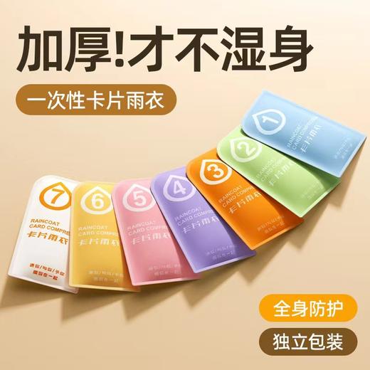 【10件起批！单拍不发】一次性莫兰迪七色卡片雨衣压缩便携式加厚长款户外旅游雨披HLY 商品图0