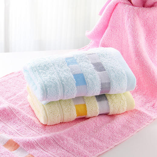 「买1送1！到手两条」简约加厚纯棉毛巾 成人情侣擦脸巾双面柔软吸水居家日用布艺洗脸面巾 商品图1