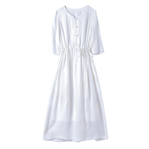 HM-S450中国风丝菊重工刺绣白色连衣裙文艺旅行夏季原创新款 商品图4