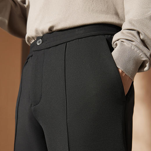 【中华立领】柒牌华夫格休闲裤男士2024秋季新款时尚百搭束脚长裤	127H71100 商品图2