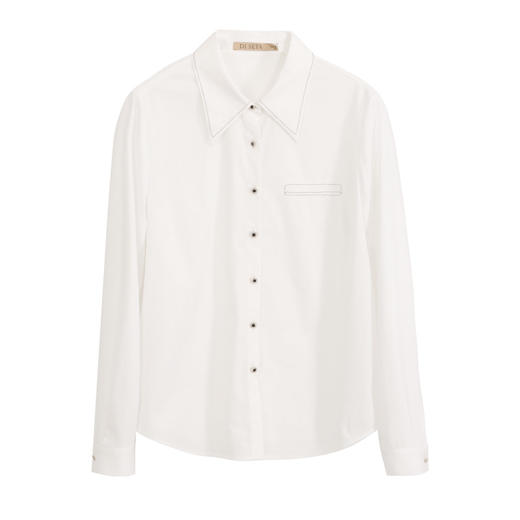 玳莎面料相拼设计感衬衫女2024年秋季新款通勤珠链装饰长袖上衣  EC31301 商品图4