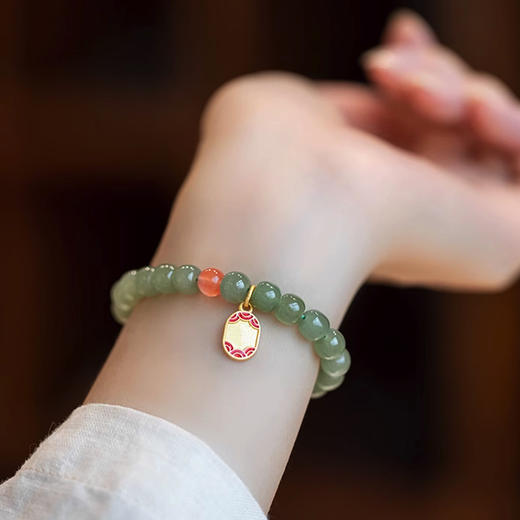 【经典】青鸾冰晴绿和田玉手串 商品图3