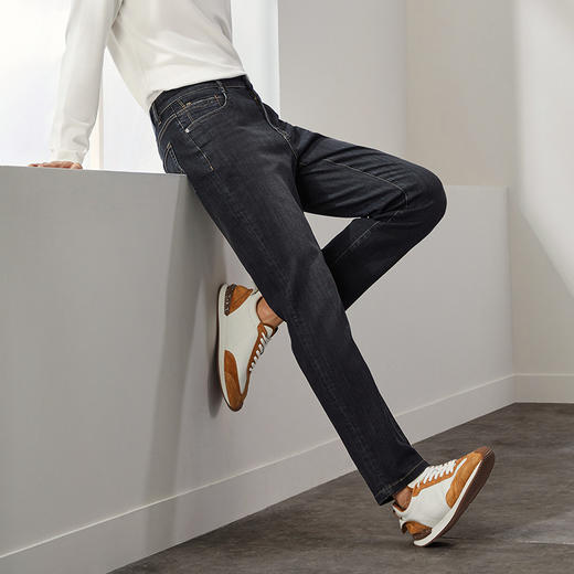 【含桑蚕丝】柒牌牛仔裤男2024秋季新款时尚休闲水洗中青年长裤子	127H71290 商品图1