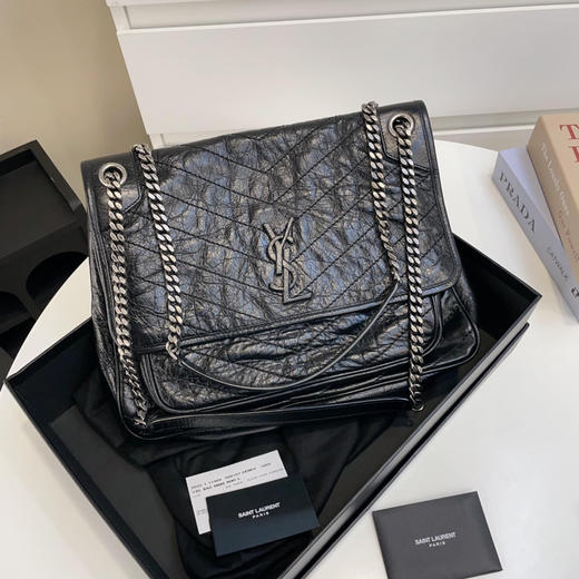 YSL 黑色 油蜡牛皮 大号 Niki 斜挎包 商品图2