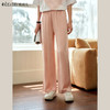 OLrain欧芮儿粉色直筒休闲裤女夏季2024年新款高腰慵懒感阔腿裤 商品缩略图0