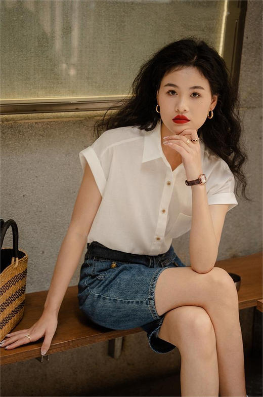 🌞夏日少女松弛感穿搭【 千吉娜Chigina.夏季新款短袖Polo领小衬衫 】好穿不闷热！ 商品图5