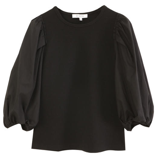 玳莎设计感圆领针织衫女2024年早秋新款时尚小众拼接七分泡泡袖上衣  EC31201 商品图4