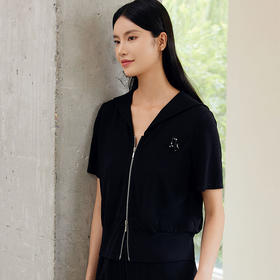 玳莎海军领短款外套女2024年秋季新款钉珠拉链设计感小众针织衫  EC37101