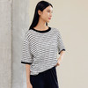 玳莎落肩袖宽松套头针织衫女2024秋季新款波浪纹圆领莱赛尔上衣  EC33104 商品缩略图1