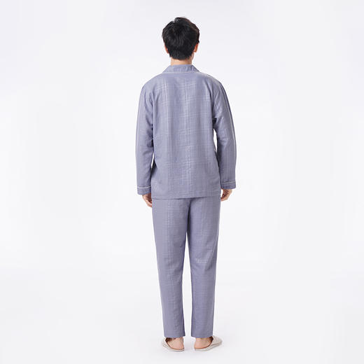 都市丽人都市锋尚睡衣好睡好眠长袖软绵绵压花薄男士梭织棉套装FHT1D4 商品图3