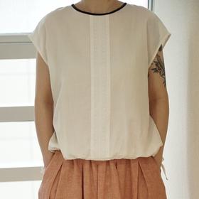 （4折）Gauze2色圆领上衣