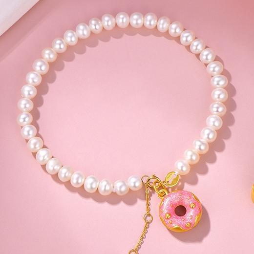 七夕情人节礼物【甜甜圈造型！甜美可爱】999足金包银项链女黄金色珐琅桃心甜甜圈吊坠轻奢小众送女友礼物，既可当精美项链，也可做手链配戴 开启属于自己的甜蜜。ry 商品图3
