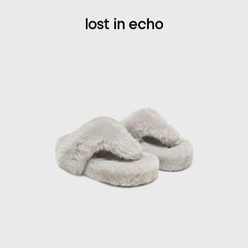 lost in echo2024秋季新款外穿皮毛一体厚底夹脚毛茸茸毛毛拖鞋女
