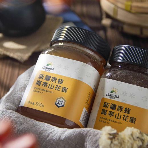【来自新疆的生态蜂蜜】新疆黑蜂高寒山花蜜，质地浓稠、不易结晶；琥珀色蜜液，丝滑口感，具有清淡幽香的山花香味，芳香适口 商品图0