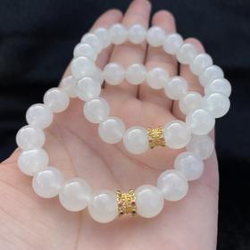 玉美人菲菲HZ#和田玉单圈手串-圆珠约10mm-多样性发一