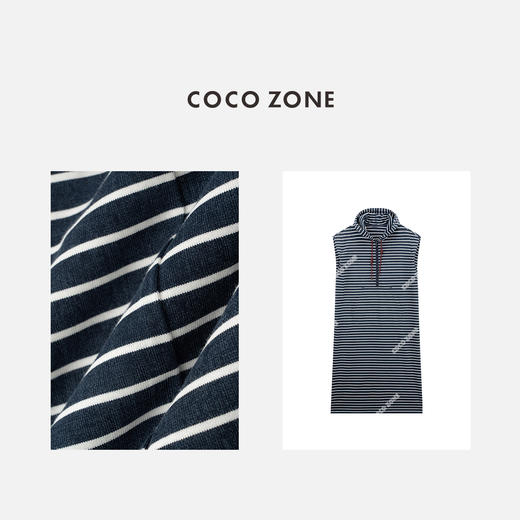 COCO ZONE 法式连帽无袖半拉链显瘦休闲连衣裙CC2C1238 商品图2