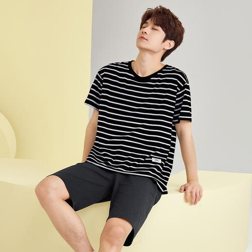 【简约，惬意的舒适】2024新款夏季短袖短裤纯棉睡衣男 运动宽松薄款 大码男士家居服套装-QQ 商品图12