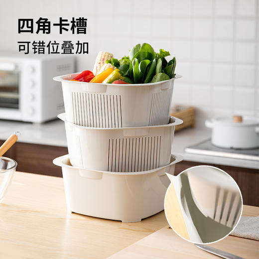 霜山洗菜盆沥水篮家用厨房多层洗水果淘米可叠加菜篮子洗碗机可用 商品图1