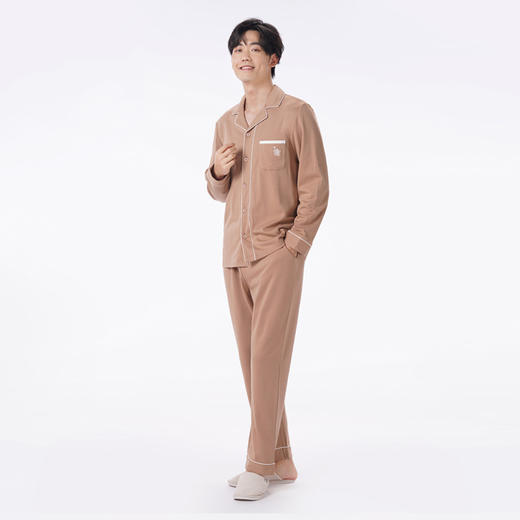 都市丽人都市锋尚睡衣亲情蜜语长袖暖感无尘棉薄男士棉质长袖套装FHT0B2 商品图2