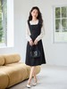【专属特价】熙世界法式赫本千金风黑色连衣裙秋长袖刺绣拼接假两件显瘦裙子 商品缩略图4