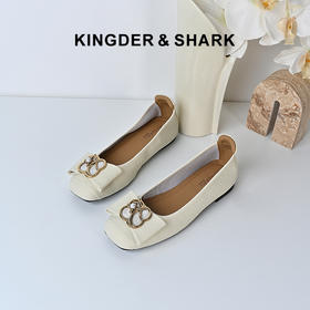 经典鲨2024年秋季新品时尚简约减龄蝴蝶结一脚蹬平底单鞋女KG25-D37171