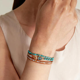 北京仓｜Chan Luu-RAHEL-绿松石 多层缠绕皮绳 手链［美国设计师］