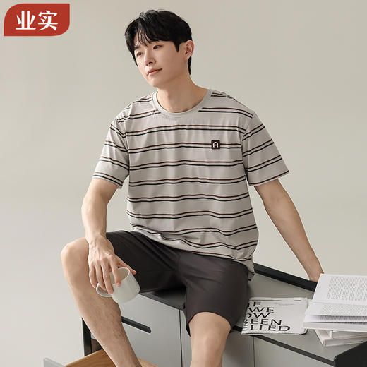 【简约，惬意的舒适】2024新款夏季短袖短裤纯棉睡衣男 运动宽松薄款 大码男士家居服套装-QQ 商品图0