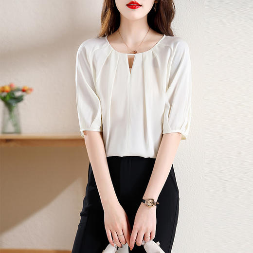 重磅真丝上衣，桑蚕丝宽松T桖夏小衫KQN-38285 商品图3