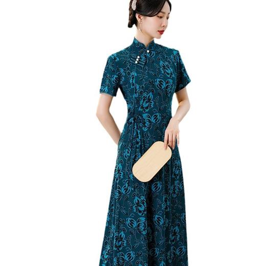 SYG-649新款女中国风复古气质长款中袖改良版连衣裙 商品图4