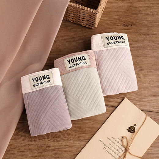 新款纯棉男士内裤 平角裤男中腰纹理日系青年四角裤短裤头裤衩学生青少年底裤 商品图2