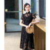 SYG-596春夏款黑色蕾丝旗袍年轻款性感时尚中长款气质改良优雅连衣裙 商品缩略图0