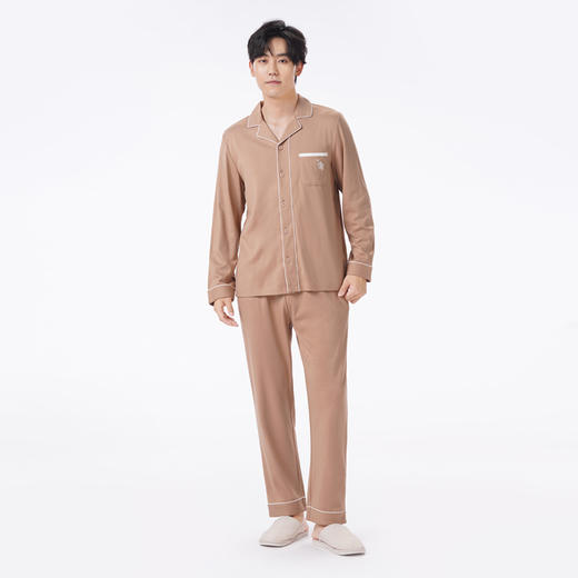 都市丽人都市锋尚睡衣亲情蜜语长袖暖感无尘棉薄男士棉质长袖套装FHT0B2 商品图1