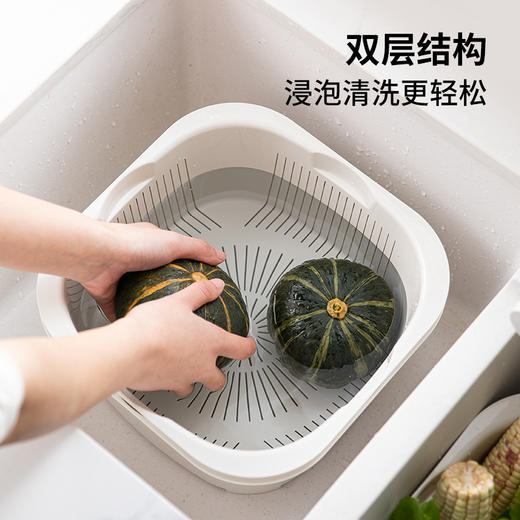 霜山洗菜盆沥水篮家用厨房多层洗水果淘米可叠加菜篮子洗碗机可用 商品图3