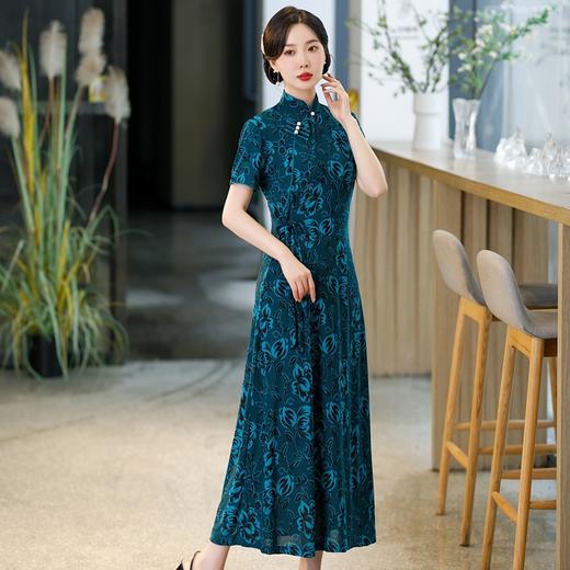 SYG-649新款女中国风复古气质长款中袖改良版连衣裙 商品图0