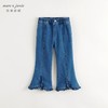 马克珍妮女童微弹花边开叉牛仔喇叭裤儿童裤子2024秋装新款241303 商品缩略图2