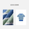 COCO ZONE莱塞尔棉混纺拼色条纹短袖针织衫气质圆领上衣CC1B0900 商品缩略图2