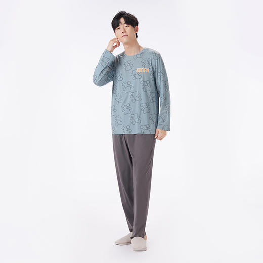 都市丽人都市锋尚睡衣生活家居长袖40S TC拉架薄男士棉质套装FHT2D4 商品图2