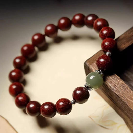 【经典】和田玉转运珠小叶紫檀手串 商品图1