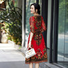 CS 90431烫钻定位印花气质收腰法式真丝桑蚕丝连衣裙 商品缩略图3