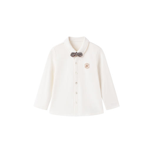 【高定系列】英氏儿童衬衫百搭纯色打底羊毛男童衬衫新款上衣 商品图4