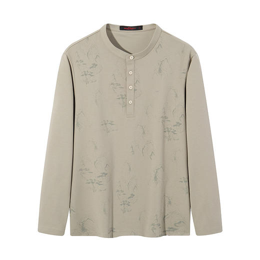 【中华立领】柒牌长袖T恤男2024秋季新款国风满印时尚百搭体恤衫	127T70610 商品图4