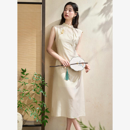 西遇新中式优雅短袖连衣裙女夏季新款气质绝美显瘦百搭长裙子D2041679 商品图3