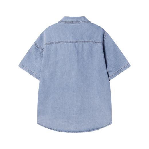 CS117夏季新款时尚牛仔拼接男士衬衫百搭潮流休闲上衣宽松复古港风短袖 商品图2